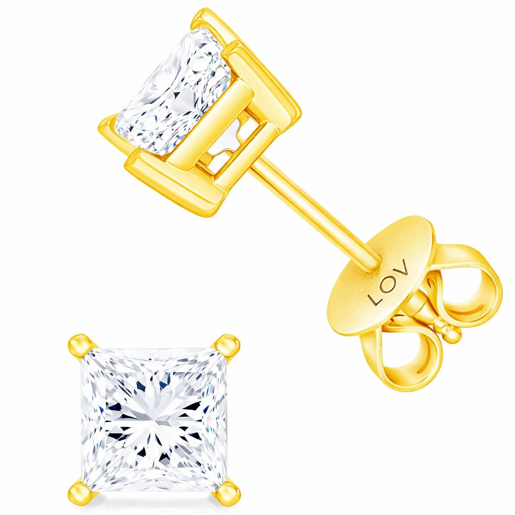 Yellow Gold "LOV"  Earrings