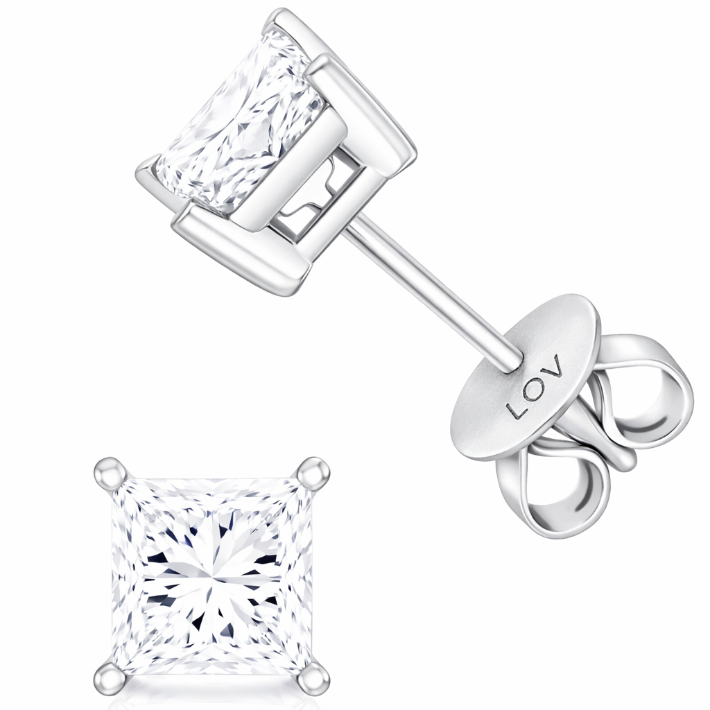 White Gold "LOV"  Earrings